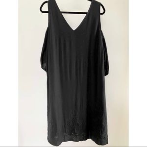 Black cold shoulder dress with embroidery